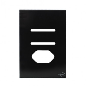 Placa p/ 2 Interruptor + Tomada 4x2 - Novara Glass Preto Brilhante